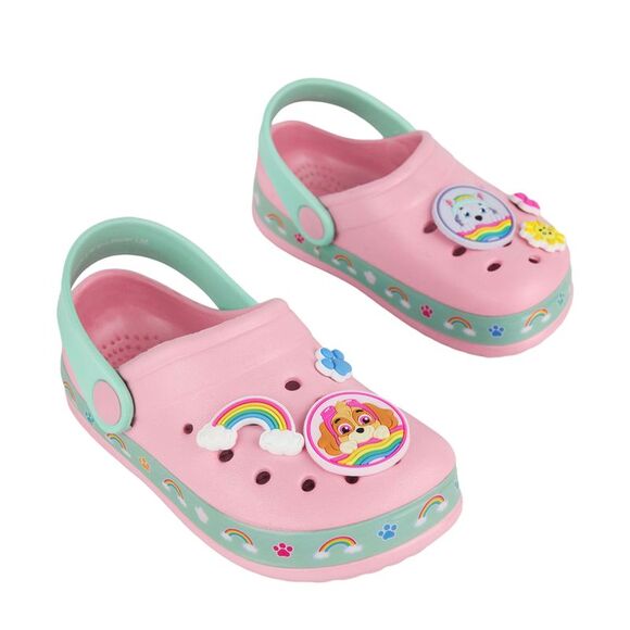 Paw Patrol Girls Skye & Everest Button Clogs / Pink/Green - Picture 4 of 4